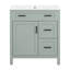 Meuble-lavabo 30 po vert sauge avec lavabo en céramique, structure en bois massif, 2 tiroirs à fermeture en douceur, 1 porte à fermeture en douceur, tablette réglable et poignées noires