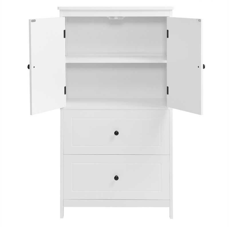 Armoire de rangement pour salle de bain avec deux portes, tiroirs et tablette réglable pour une organisation et une durabilité accrues