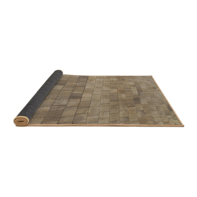 Tapis brun à motif géométrique, Rond 8 pi