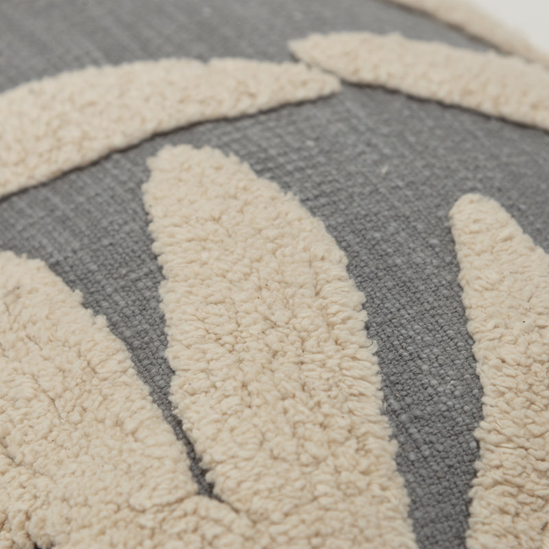 Coussin décoratif brodé Francie, Gris