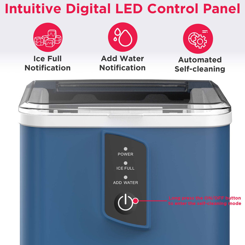 Frigidaire 26 Lbs. Countertop Ice Maker, Bullet Ice Maker with Transparent Window, Azure, Azure