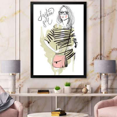 «Trendy Fashion Girl», reproduction sur toile encadrée