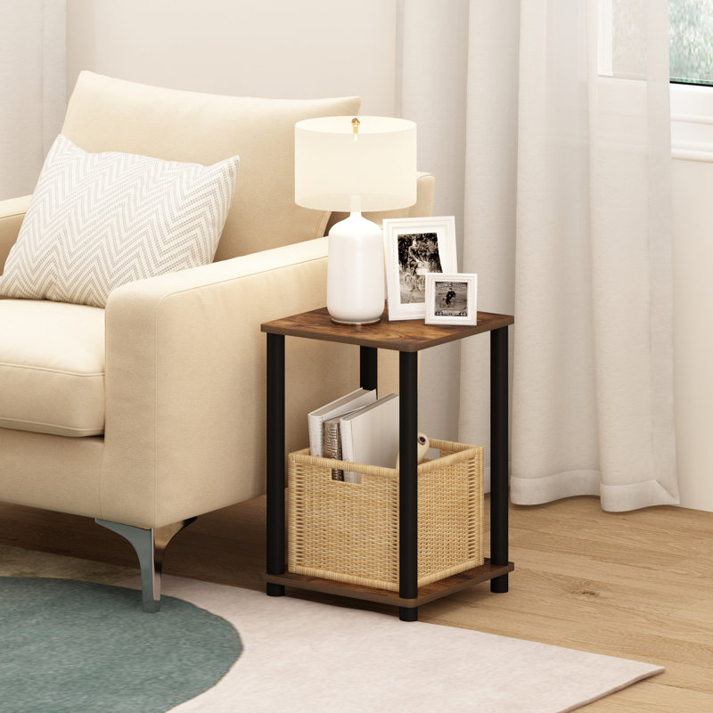 End Table, Amber Pine, Black