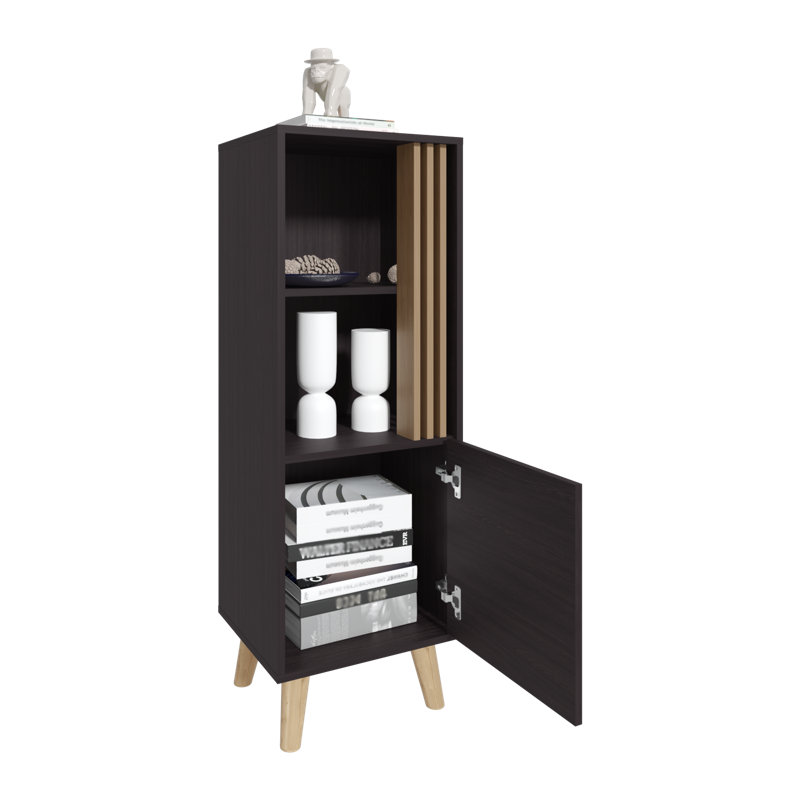 Armoire à porte simple haute 47 po Lebo - wengé noir