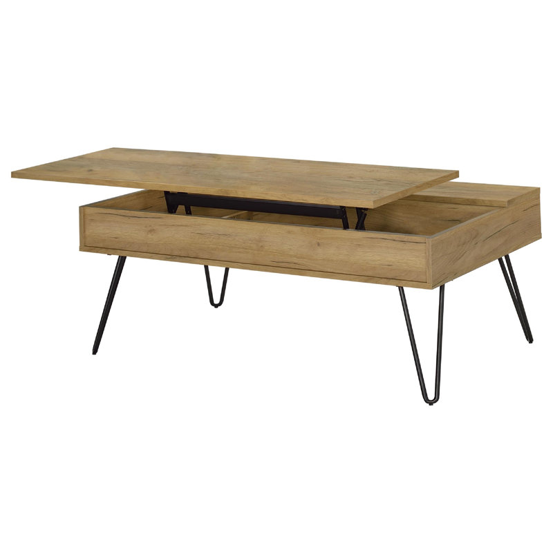 Ensemble de table basse et de table de bout à plateau relevable 2 pièces Che, bois de chêne doré