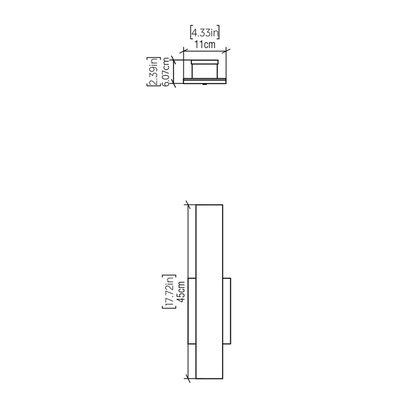 1 - Light LED Flush Mounted Sconce, Organic Cappuccino, 17.72" H x 4.33" W x 2.39" D