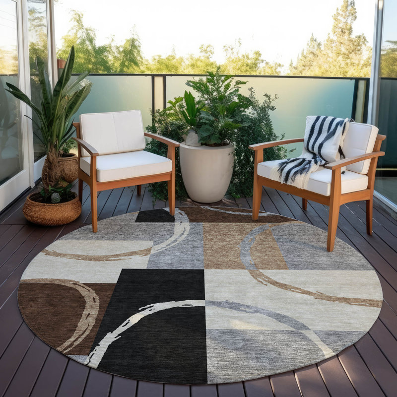 Aleh Area Rug with Non-Slip Backing, Round 8'