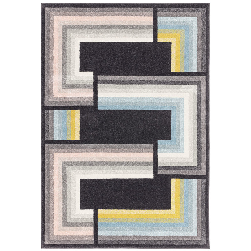 Geo Charcoal/Multi Area Rug, Rectangle 80 x 150cm