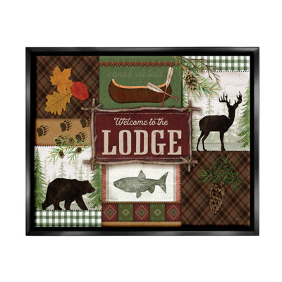 " Welcome Lodge Plaid Wildlife Sign " by Mollie B