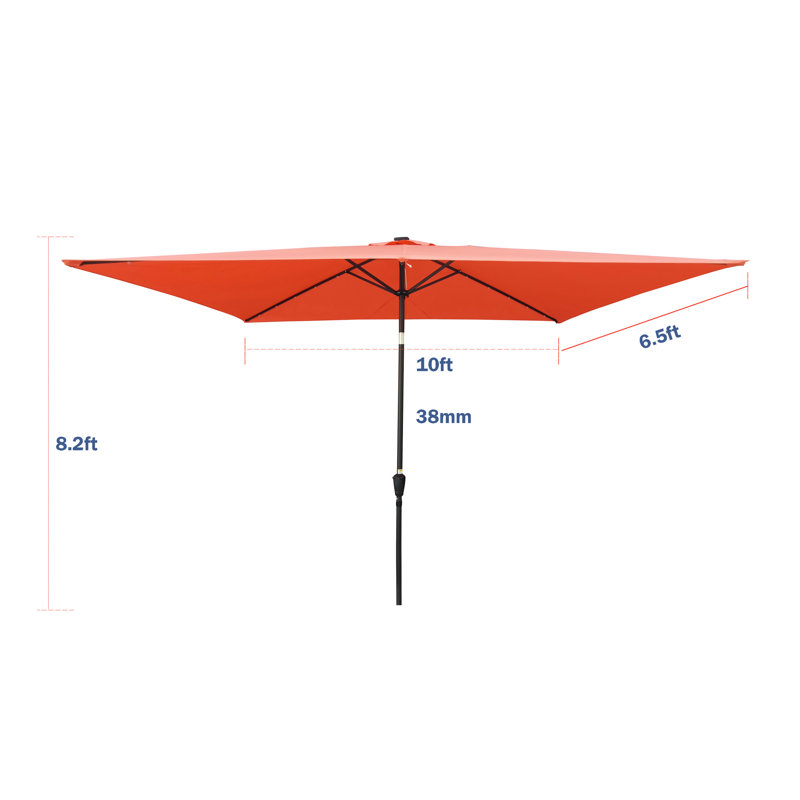 Parasol solaire rectangulaire de 3 m x 2 m avec fonction d'inclinaison et éclairage LED. Rotation possible pour terrasse.
