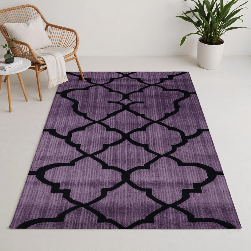 Tapis mauve intérieur et extérieur Trellis, Rectangle 5 pi x 7 pi