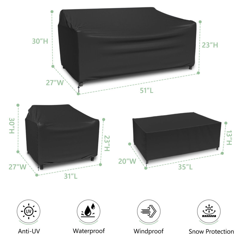 Housse de patio pour 4 pièces, Noir