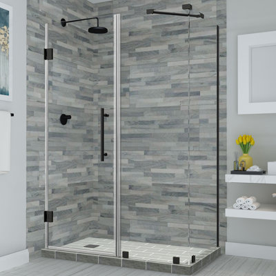 Bromley Frameless with Glass Shelves 42.25" x 72" Rectangle Hinged Shower Enclosure