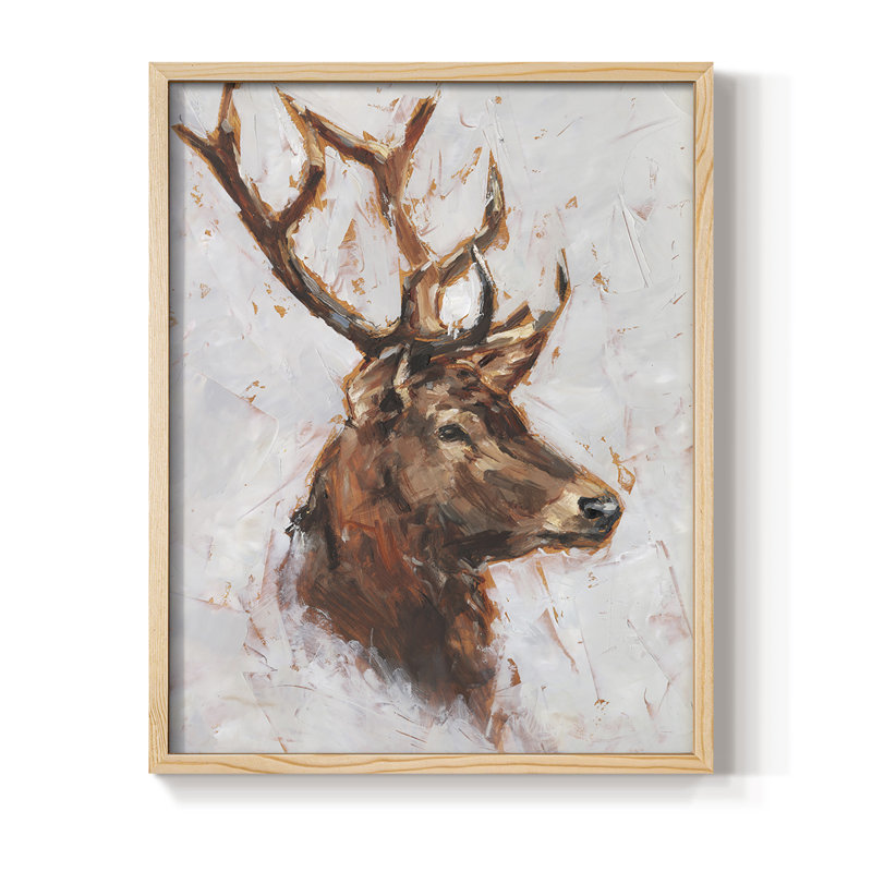 «Stag Study II», reproduction encadrée - bois massif, H 11 po x l 9 po