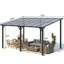 Pavillon de jardin mural 10 x 14 pi avec toit et gouttières pour patio, terrasse, porche, cour arrière-125980384