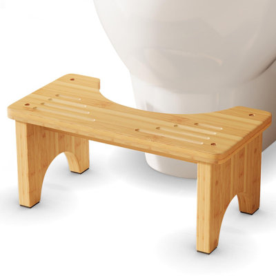 Bamboo Toilet Stool, Wooden Squatting Potty Stool For Adults(Natural)