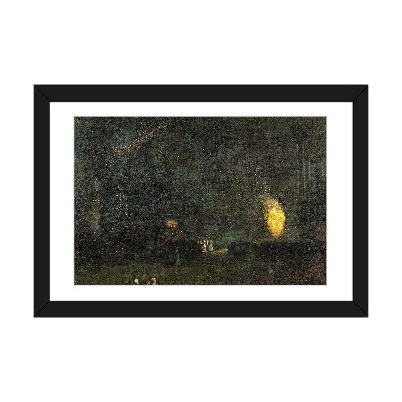 Nocturne noir et or - La roue du feu - Reproduction d'art mural - Papier d'art encadré, 16 po x 24 po, Papier encadré, Noir