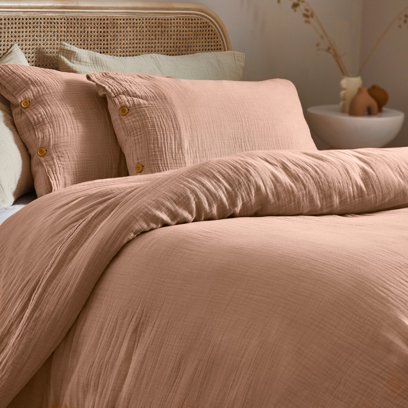Lark Cotton Solid Colour Duvet Cover Set with Pillowcases Included, White, Kingsize - 2 Standard Pillowcases