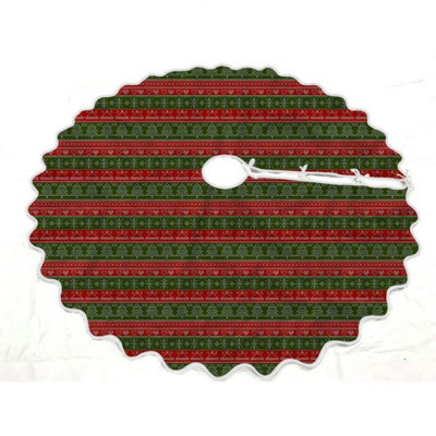 Jupe d'arbre de Noël imprimée festonnée - 54 po de diamètre