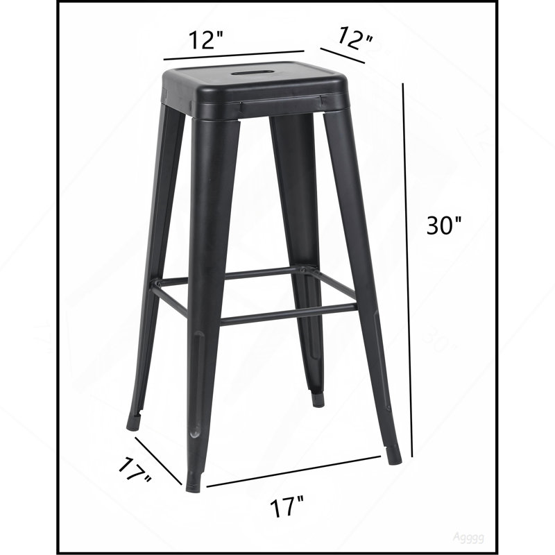 Tabouret à hauteur de comptoir de 30 pouces, ensemble de 2 tabourets de bar en métal sans dossier, non empilable, amovible et facile à assembler, conception peu encombrante pour îlot de cuisine / bar / café / salle à manger (noir mat)