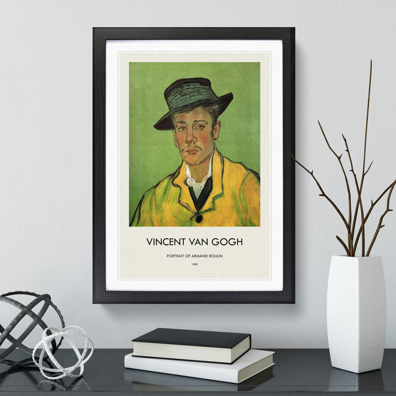 Portrait of Armand Roulin Print by Vincent Van Gogh - Picture Frame Painting, Black Framed, 48cm H x 36cm W x 2cm D