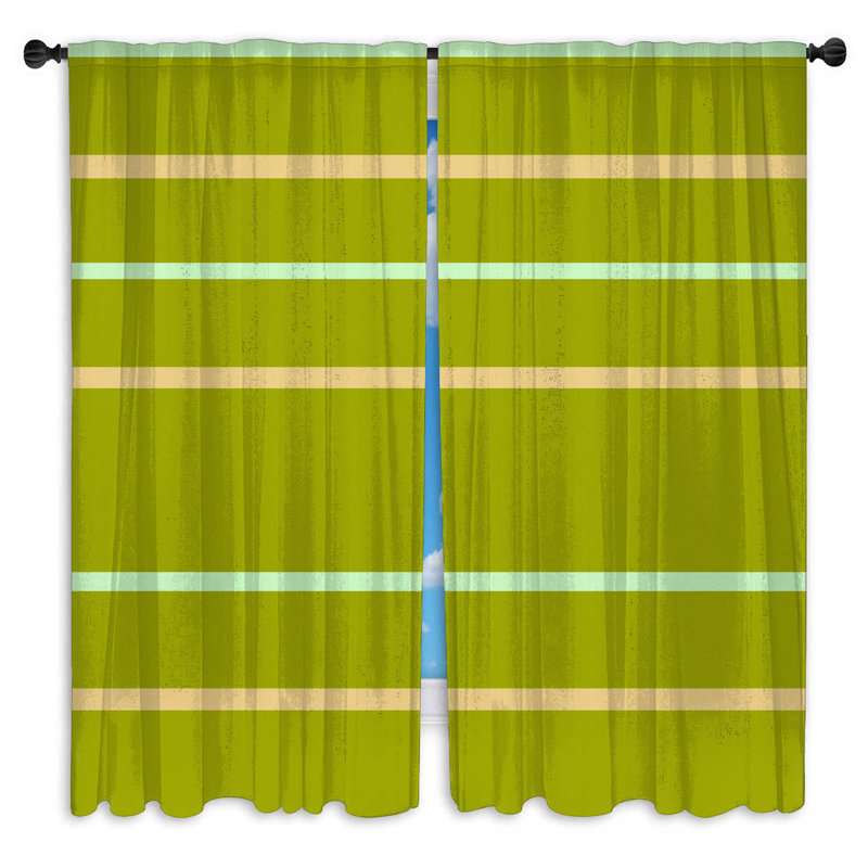 Rideaux obscurcissant vert olive à rayures horizontales - 2 panneaux, 56 po x 76 po - 2 panneaux, Obscurcissement de chambre