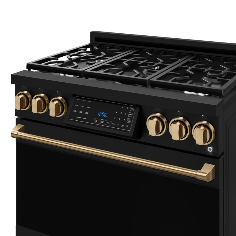 Gordon Ramsay by THOR Kitchen 36 Inch Professional Liquid Propane Range with Tilt Panel Touch Control in Black/Bronze, Black