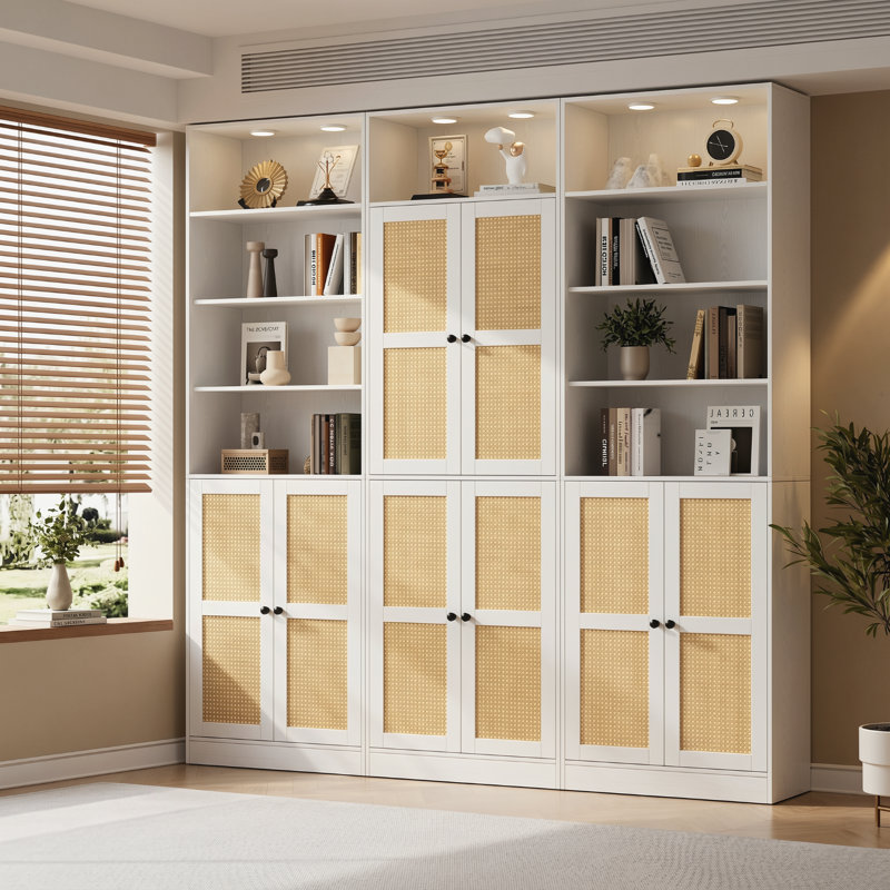 Bibliothèque de rangement à 7 niveaux H 85,8 "x l 70,8" avec étagères blanches