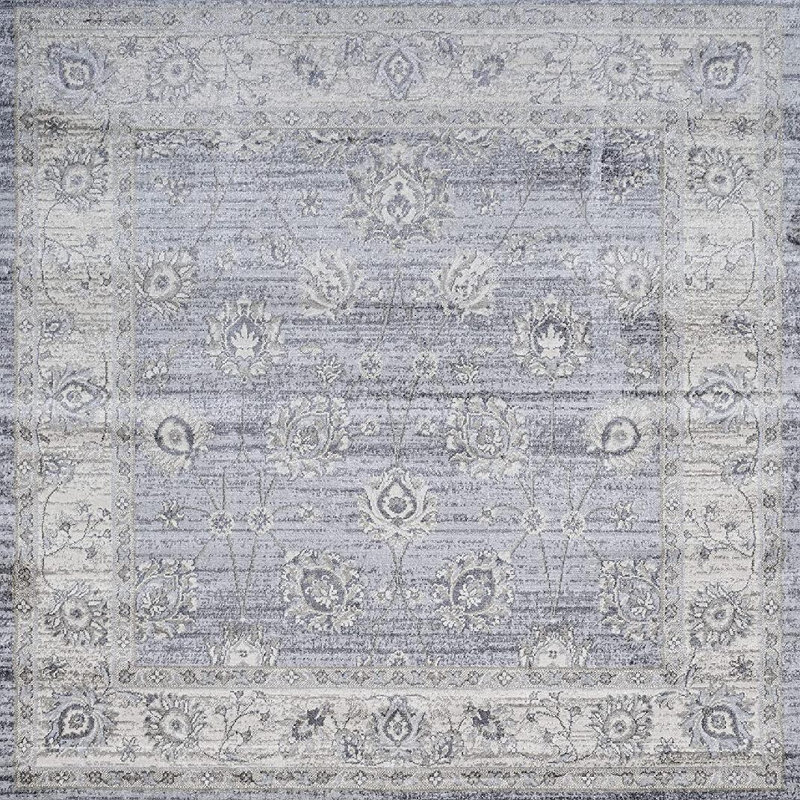 Modern Persian Vintage Moroccan Traditional Light Gray Rug, Square 6'7"