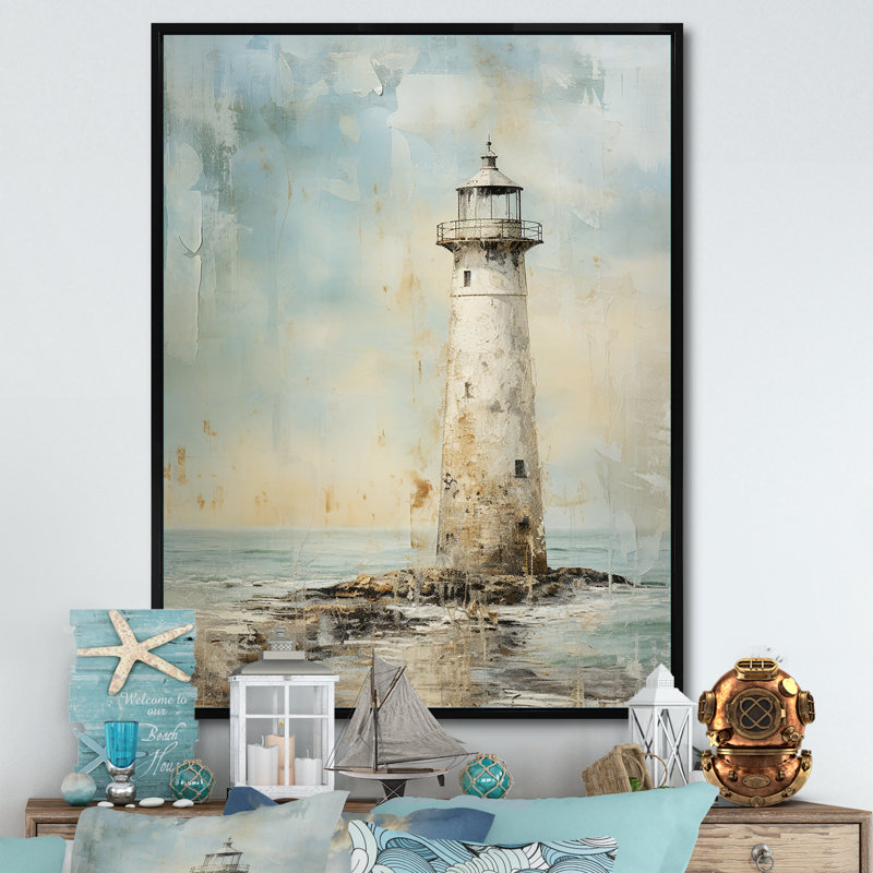 Phare gris minimal, H 32 po x l 24 po x P 1 po, Cadre flottant noir