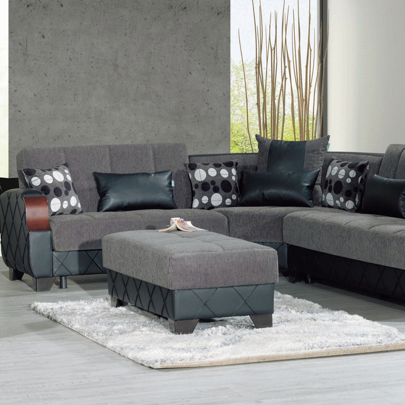 Primenest Marabella Collection Upholstered Convertible Ottoman With Storage