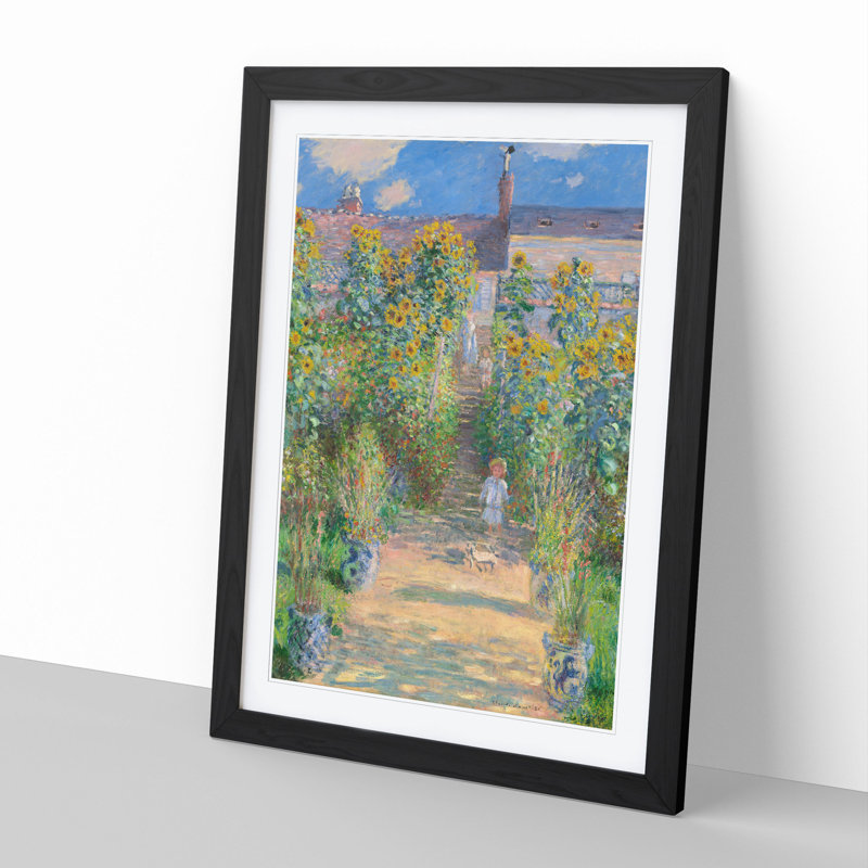 Garden at Vetheuil by Claude Monet - Framed Print, Black Framed, 36cm H x 27cm W x 2cm D