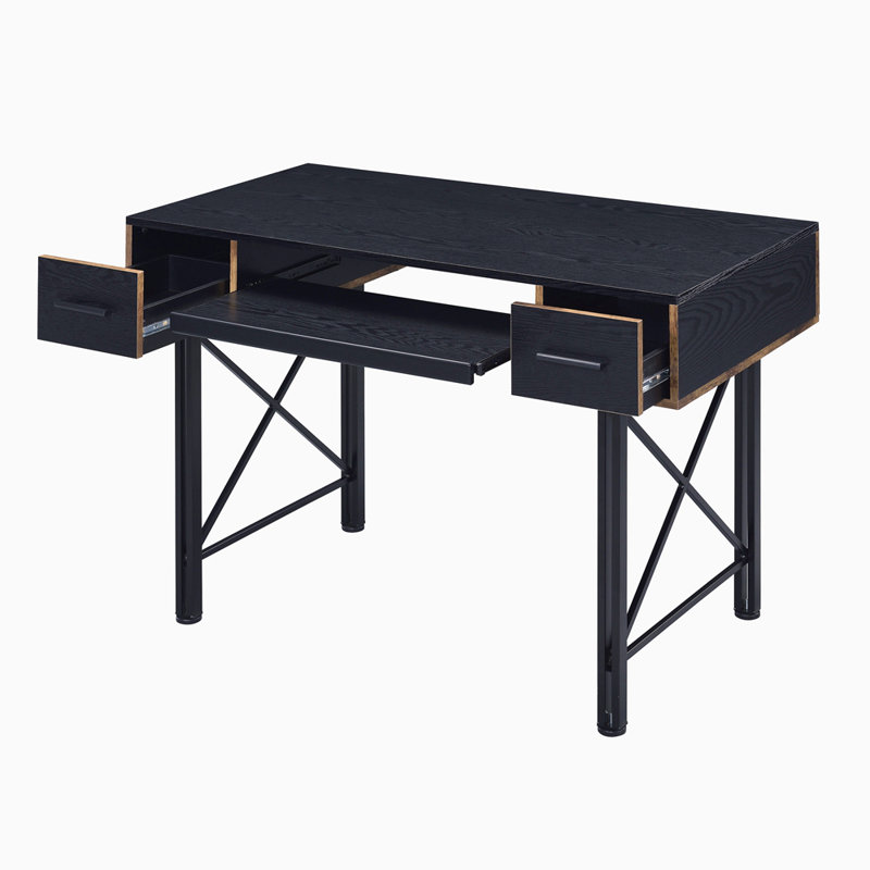 Bureau d'ordinateur avec plateau à clavier, Noir, noir, noir, noir