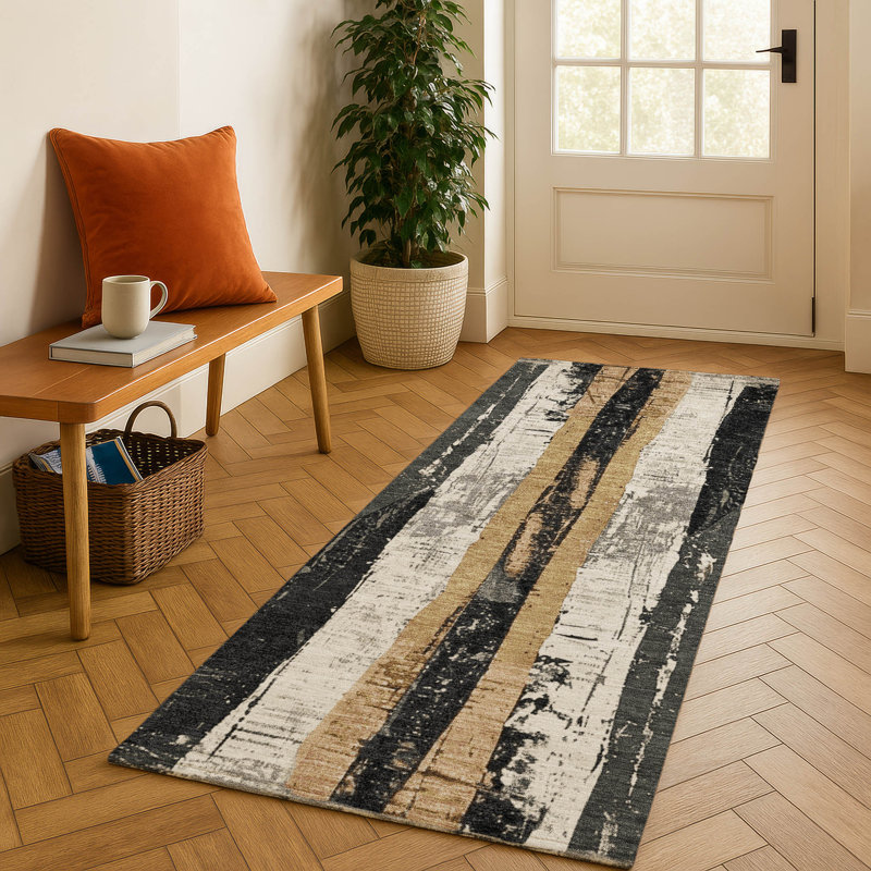 Premium Machine Washable Crestover AMF1872 Stripes Rug, Runner 2'3" x 7'6"