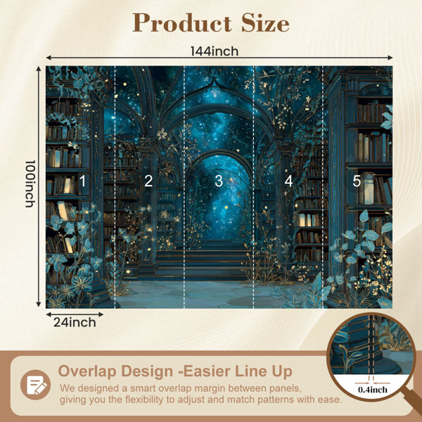 Red Barrel Studio Peel and Stick Wallpaper Whimsical Dreamlike Library ...