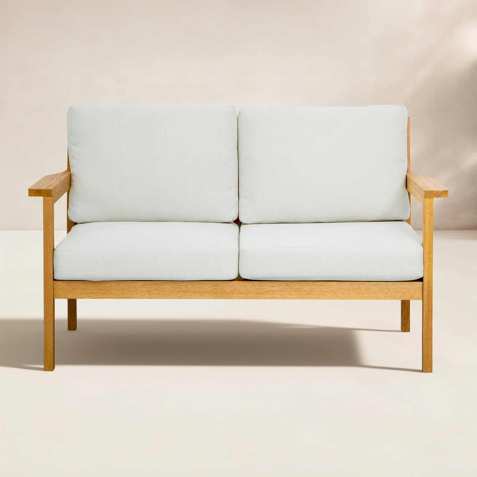 Lanie 53" Eucalyptus Outdoor Loveseat, White
