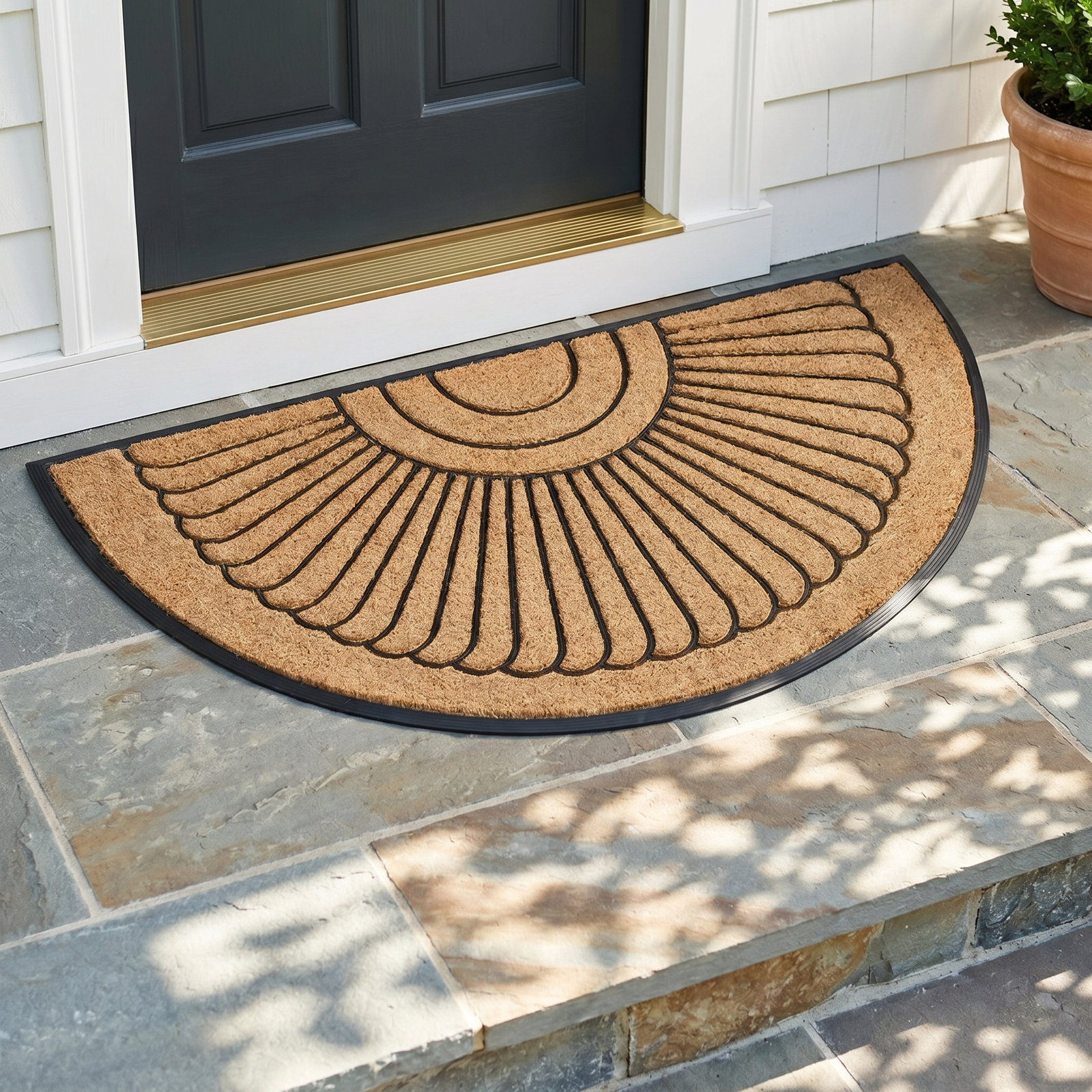 Non-Slip Outdoor Doormat, Semi-Circle 3' x 6'