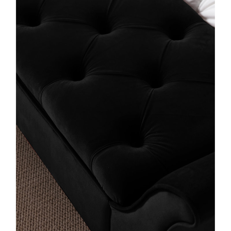 Classic Retro Design 65 - Inch Long Velvet Bench, Storage For Living Room And Bedroom Decor Timeless Upholstered Area Entryway