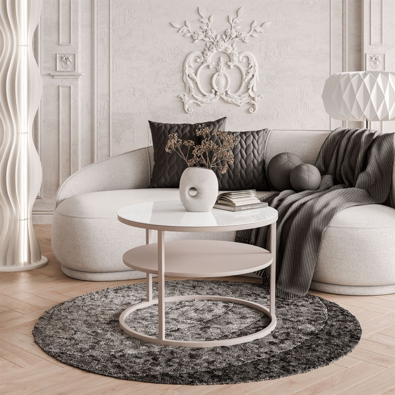 Frame Coffee Table with Storage, White