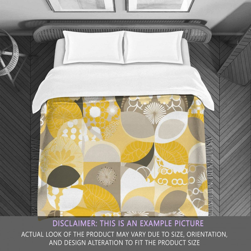 Funky Bedding, Twin Comforter, White/Yellow Abstract