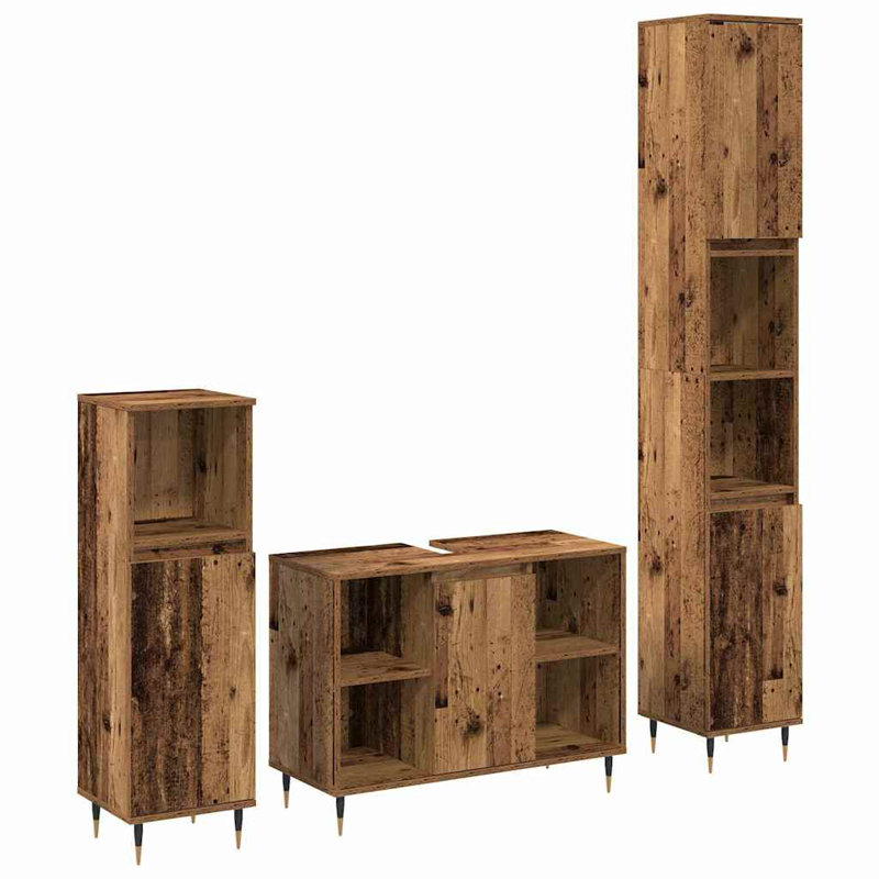 Bathroom Furniture Set 3 Pcs 30 X 30 X 180 Cm, Brown