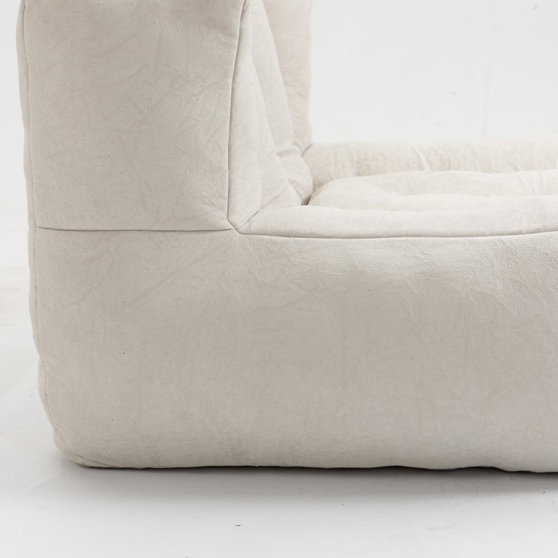 Fauteuil à billes Fluffy, Velours blanc