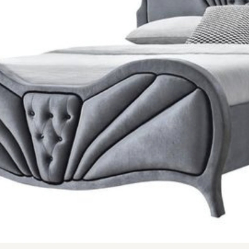 Grand lit en velours gris Dante