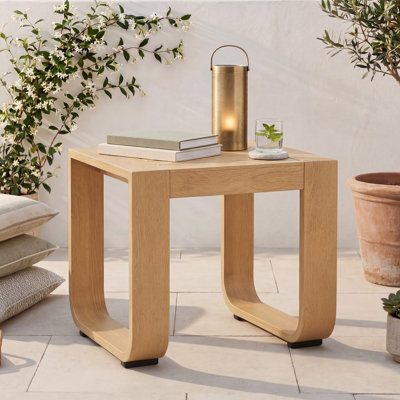 Outdoor All-Weather Modern Slatted Patio Side Table