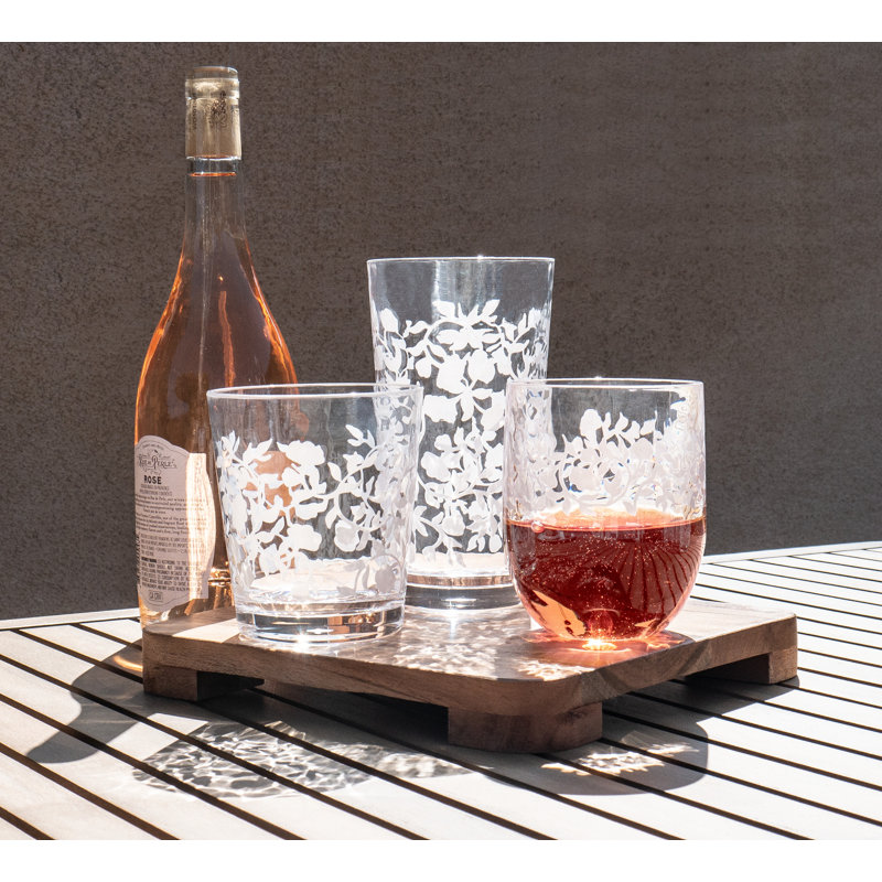 Vines Acrylic Etch Stemless Wine Glass - Clear - 14.6 oz