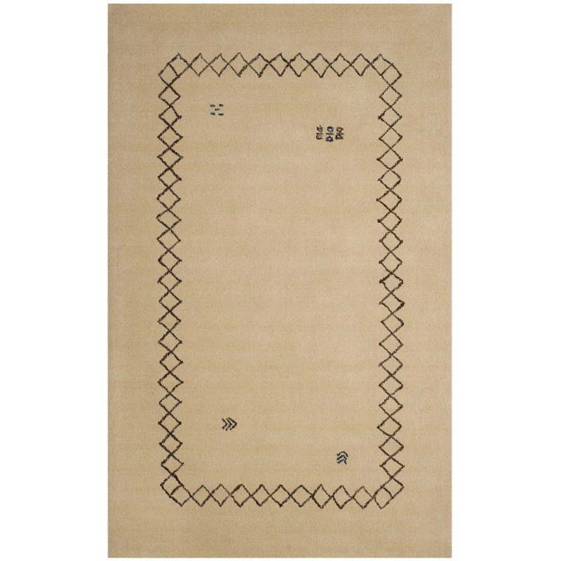 Coraima Hand Loomed Wool Geometric Rug, Rectangle 3' x 5'