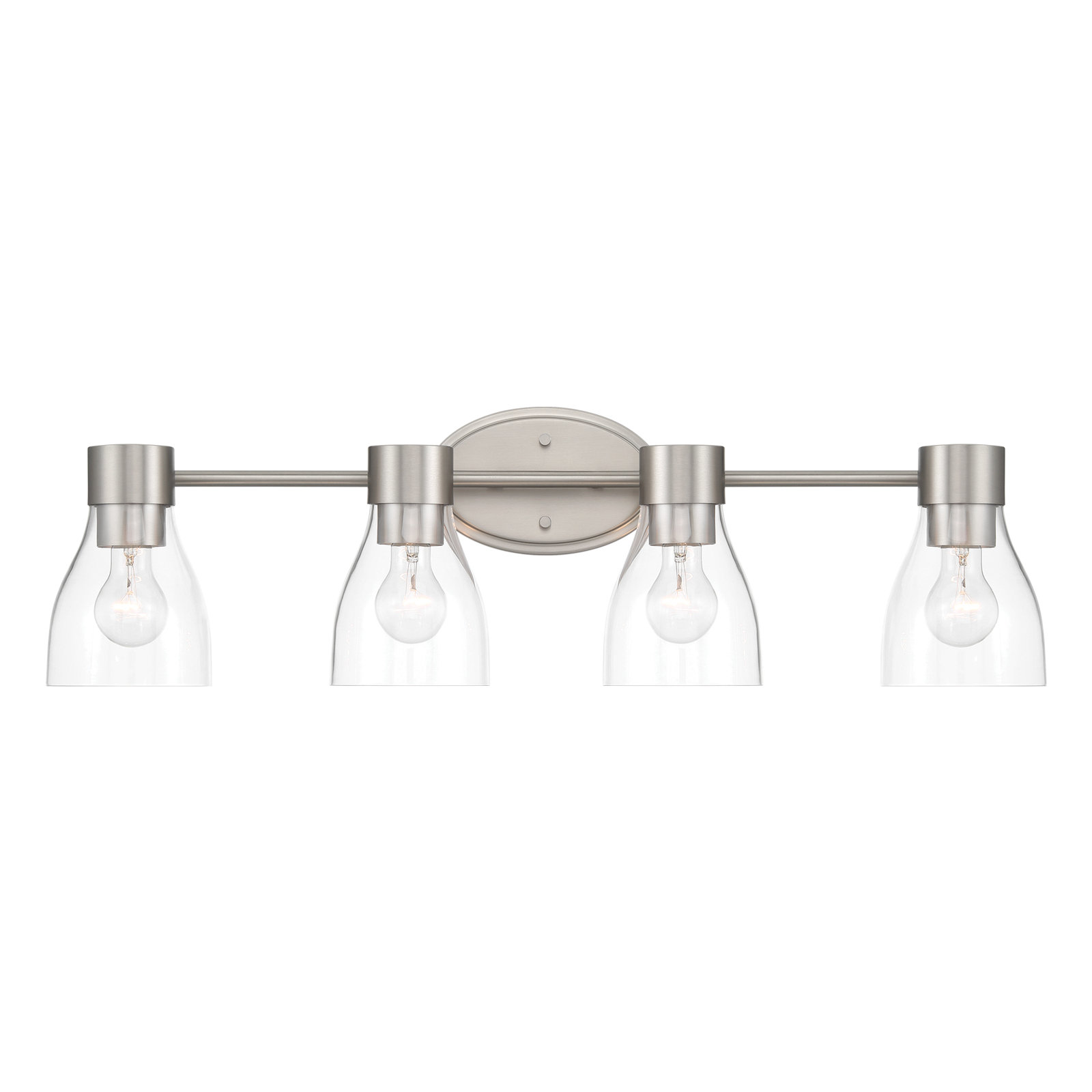 3-Light Brushed Brass Vanity Light with Clear Glass Shades, 4, Brushed Nickel