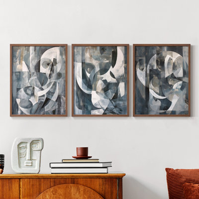 Abstract  Series  CLXII  -Set Of 3 Framed Giclee Prints -Ready to Hang