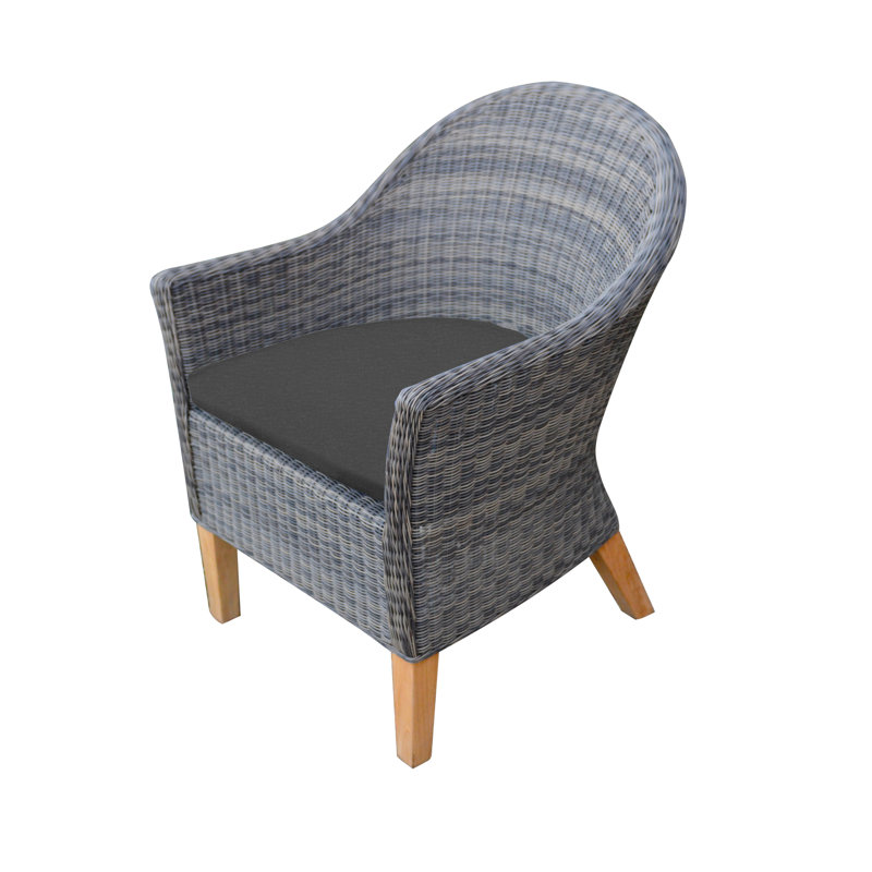 Vienna Wicker Outdoor Dining Armchair, Brown, Cast Charcoal