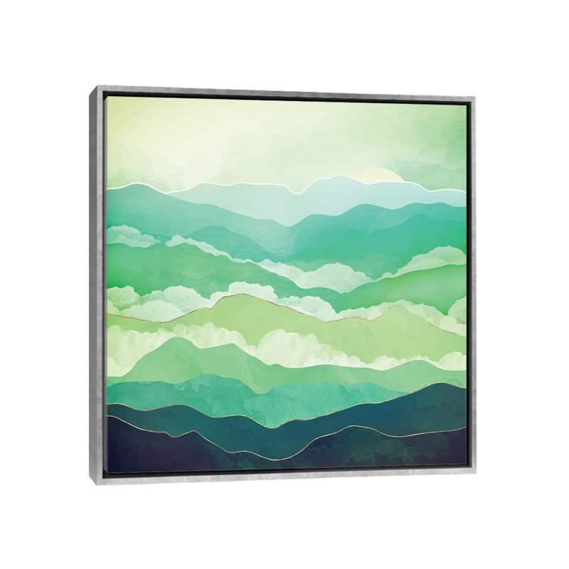Emerald Spring - impression d'art graphique, Toile avec cadre argenté, Aucun mat, H 26 po x l 26 po x P 1,5 po